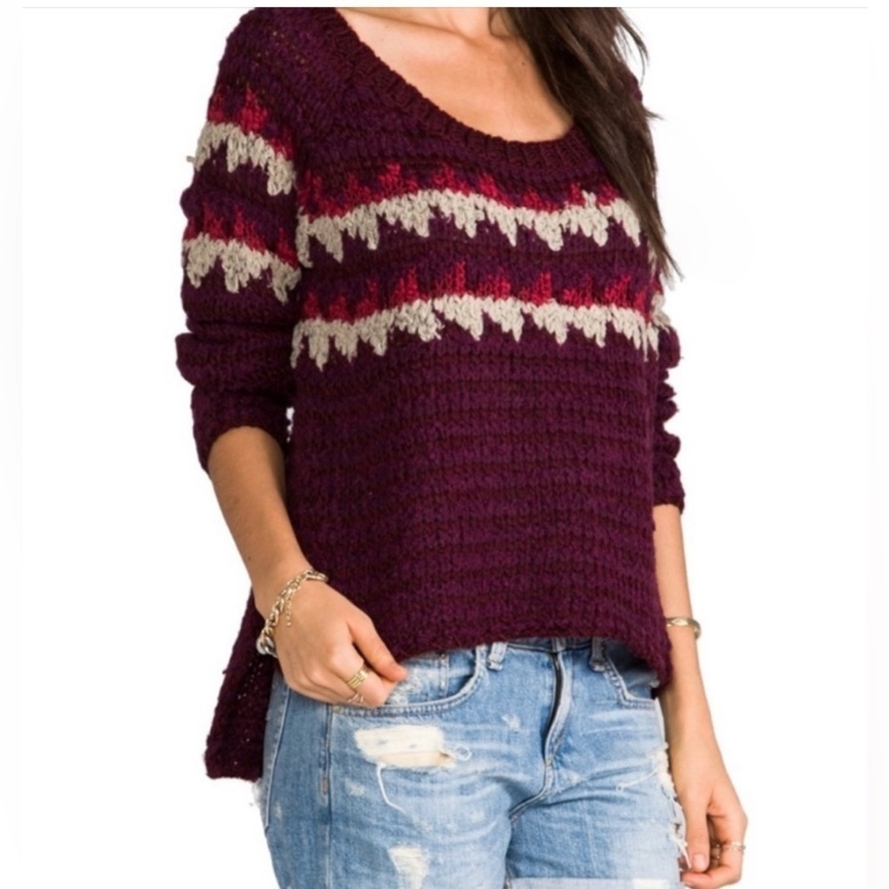 Free People Fair-isle Pullover Sweater Medium